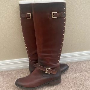 Leather knee high boots